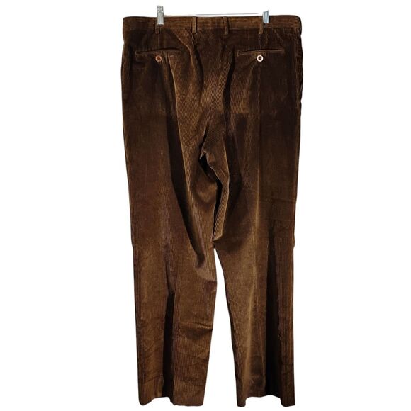 Brioni corduroy pants mens 40 brown dress designer cannes flat front italian - Picture 2 of 9